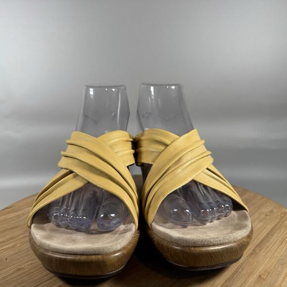 Dansko Avalon Criss Cross Wedge Leather Yellow Womens EU 41 US 10.5-11 Sandals - Picture 2 of 6